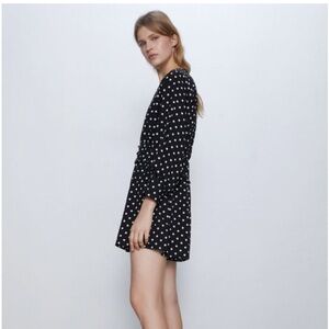 ZARA • black & white polka dot romper size medium